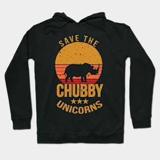 Save The Chubby Unicorns Funny Retro Gift, Rhino Hoodie